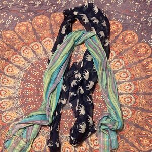 Elephant Print and Multicolor Scarf